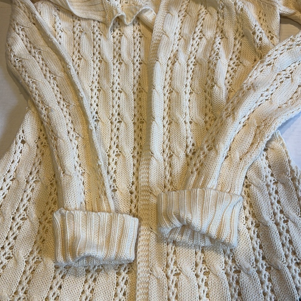 The Limited open front vanilla sweater cuff sleeves Anita wool acrylic small - Picture 8 of 10